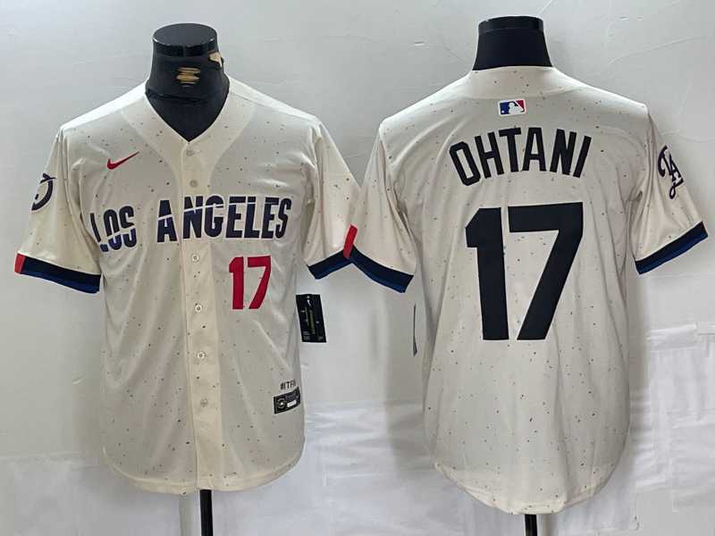 Men%27s Los Angeles Dodgers #17 Shohei Ohtani Cream 2024 City Connect Limited Stitched Jersey->los angeles dodgers->MLB Jersey